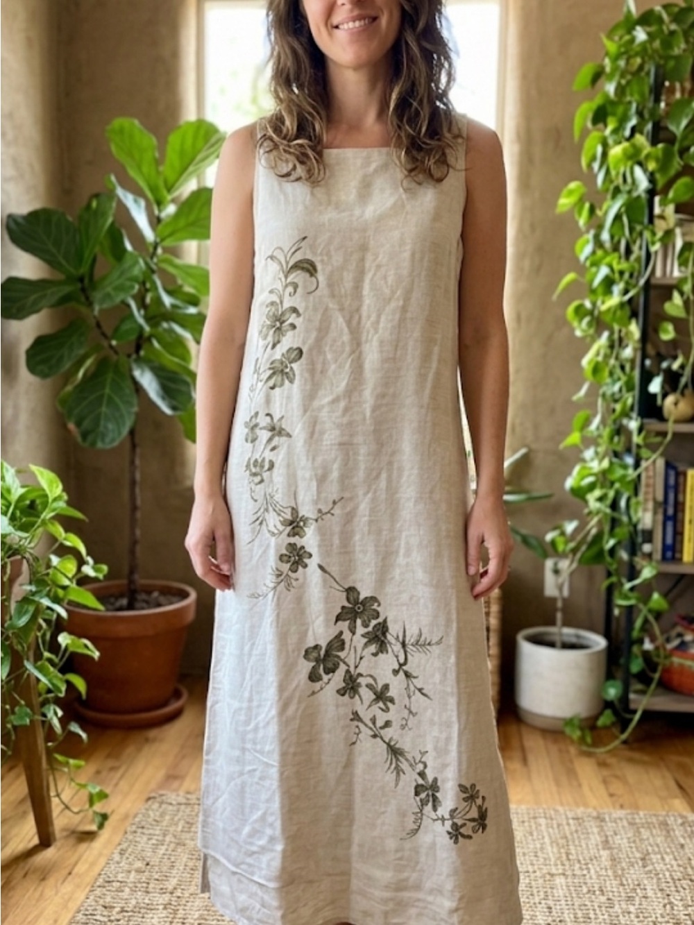 Dialogue Beige Linen-Blend Top with Subtle Sheen 197